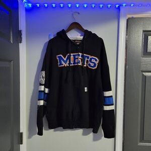 Vintage Stitches Athletic Wear New York Mets Black Full-Zip Hoodie - Size XL